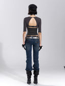Ruched Flare Jeans