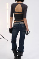 Ruched Flare Jeans
