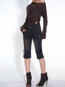 Knit Cross Denim Shorts