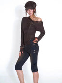 Knit Cross Denim Shorts