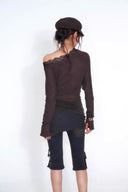 Knit Cross Denim Shorts