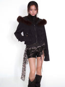 Fur Hood Denim Jacket