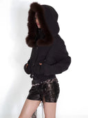 Fur Hood Denim Jacket