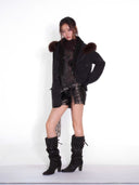 Fur Hood Denim Jacket