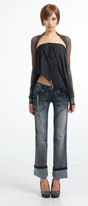Zip Split Flare Jeans