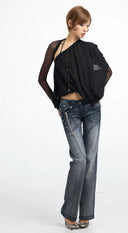 Zip Split Flare Jeans