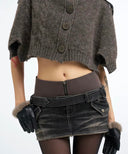 Double Waist Denim Skirt
