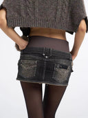 Double Waist Denim Skirt