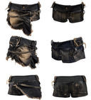 Denim and PU Leather Shorts image 13