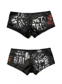 'Kiss' Print PU Leather Shorts image 4