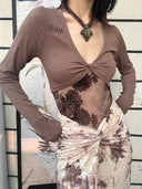 Mesh Waistband Patchwork Top image 3