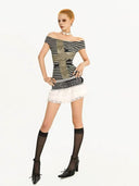 Gray-Waisted Ruffled Lace Skirt image 2