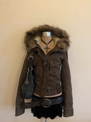Camel-colored hoodie-lined jacket image 7