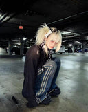 Low-rise side-striped denim punk trousers image 3