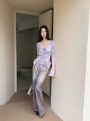 Fishbone Print Lace Top image 4
