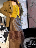 Velvet Faux Leather Pencil Skirt image 3