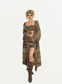 Hooded Knit Lace-Up Cardigan image 1