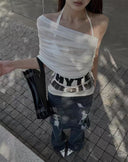 Letter-Print Off-Shoulder Set image 12