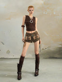 Faux Fur Patchwork Denim Shorts image 5