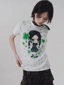 Kawaii Clover Doll Printed T-shirt image 11