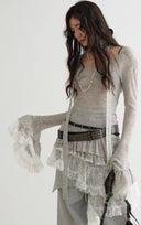 Lace-paneled Knit Slip Dress image 10