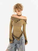 Ruffled Cold-Shoulder Sweater image 2