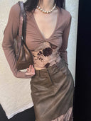 Mesh Waistband Patchwork Top image 0