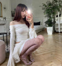 Gold strappy print stockings image 5
