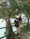 Asymmetrical PU Skirt Pants image 6