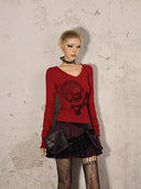 Skull Print Top with Leopard Print Collar image 11