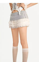 Gray-Waisted Ruffled Lace Skirt image 7