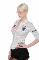 Black and White Vertical Striped Shirt image 6