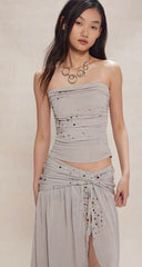 Rhinestone Knitted Halter Set image 7