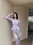 Fishbone Print Lace Top image 9