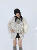 Abstract Face Mask Striped Shirt image 2