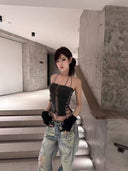 Blue Distressed Loose Pants image 7