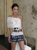 Letter-Print Off-Shoulder Set image 0