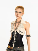 Contrast Panel Tie-Waist Halter image 0