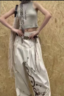 Fishbone Pleated Print Wide-Leg Pants image 5