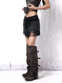 Blue-Black Suede & Corduroy Skirt image 1