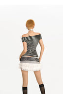 Gray-Waisted Ruffled Lace Skirt image 12
