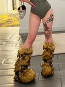 Cross-strappy fur boots image 3