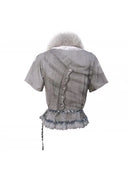 Detachable Fur-collar Printed Shirt image 5