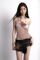 Denim and PU Leather Shorts image 5