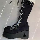 Star-Embellished Lace-Up Platform Boots image 12