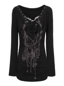 Doodle Print Lace Panel Top image 1