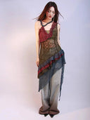 Sleeveless fungus trim dress image 1