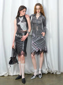 Patchwork Mesh Skirt image 5