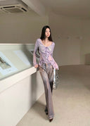 Fishbone Print Lace Top image 8
