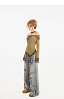 Ruffled Cold-Shoulder Sweater image 10